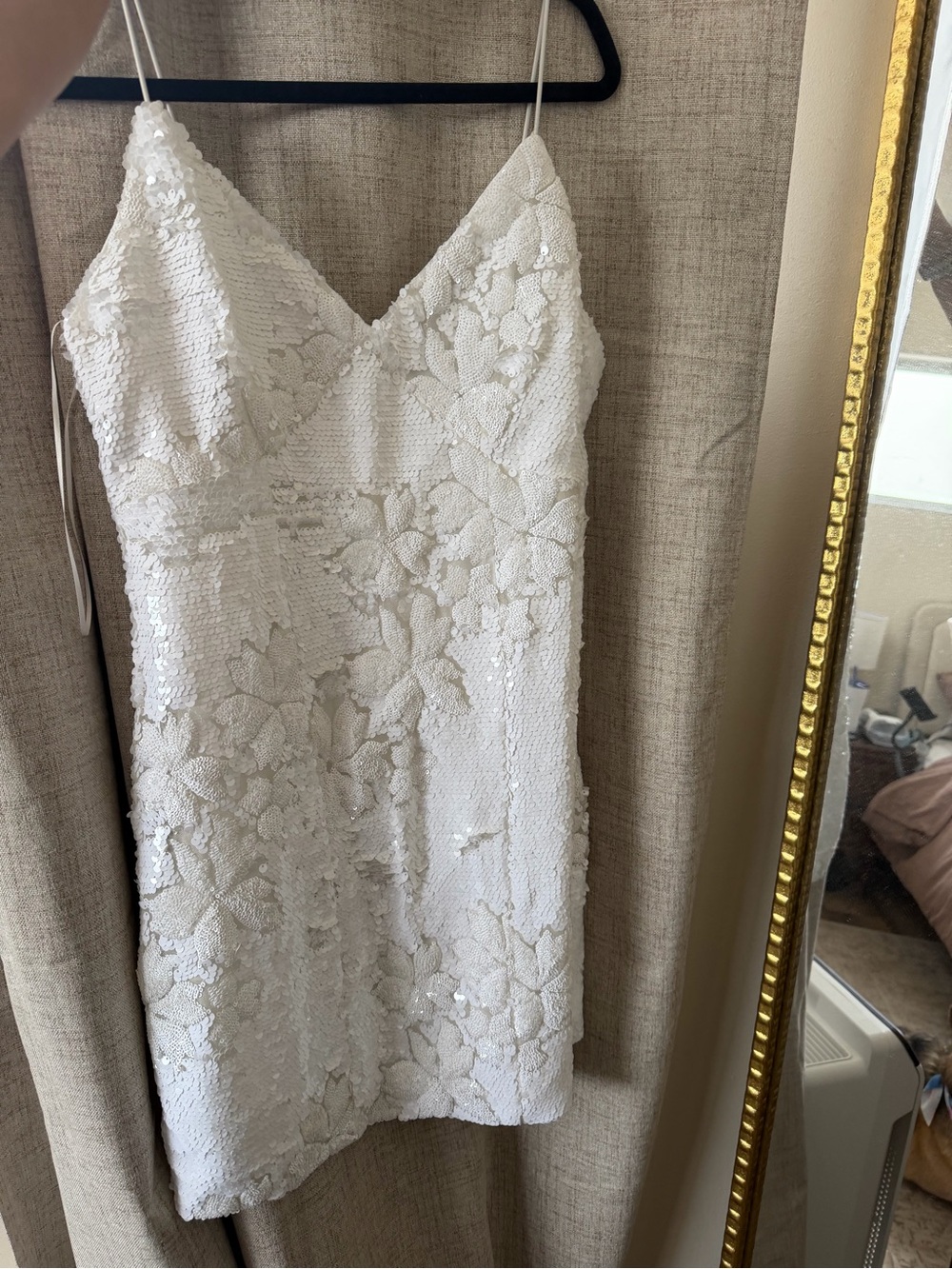 Lane 201 White Sequin Floral Slip Dress